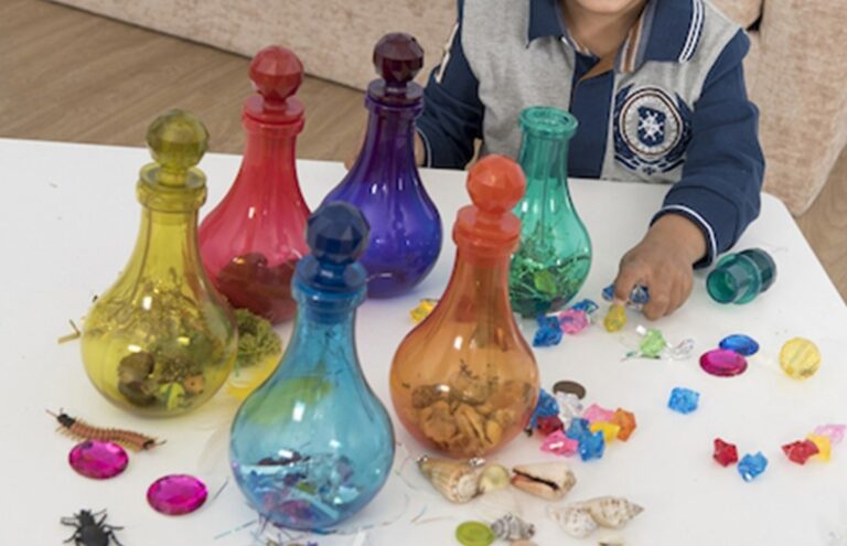 Coloured Plastic Potion Bottles 6pk