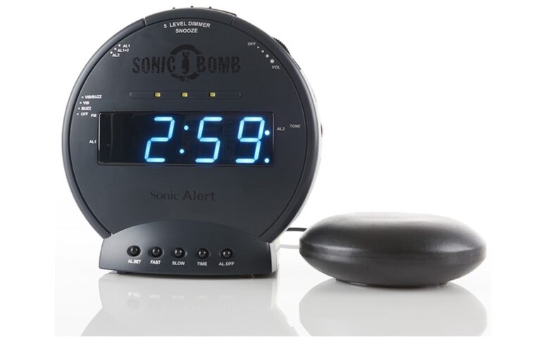 Sonic Bomb Dual Alarm Clock with Super Shaker Blackout SBB500SSBLK