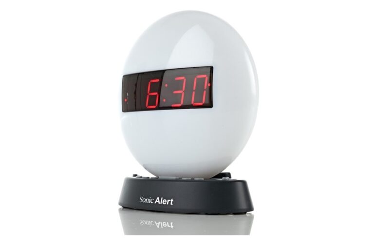 Sonic Glow Alarm Clock with USB Charging Port and Recordable Alarm SBW100NL