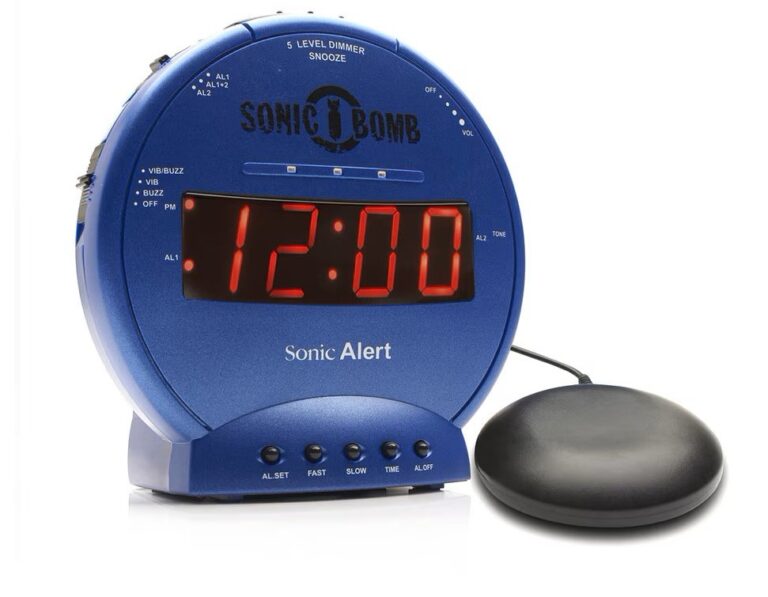 Sonic Bomb Blue Alarm Clock with Super Shaker