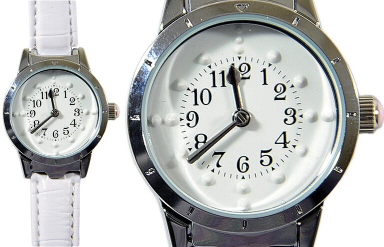 Ladies' Braille Watch Silver Case with White Face