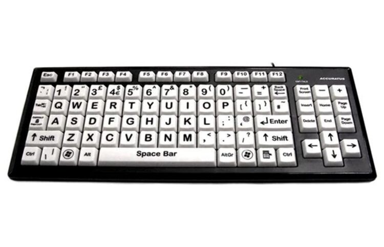 Accuratus jumbo xl keyboard-black-on-white uppercase